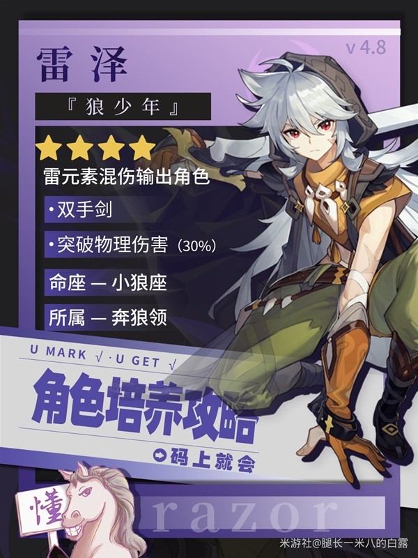 《原神》4.8雷泽培养与出装配队一图流 雷泽培养材料统计插图1爱奇漫