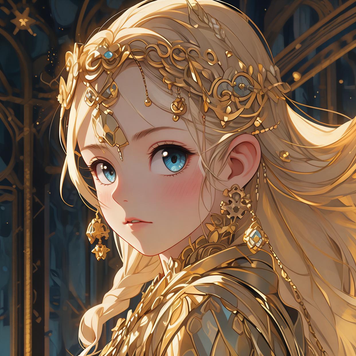 黄金女孩头像，尽显贵气与可爱！